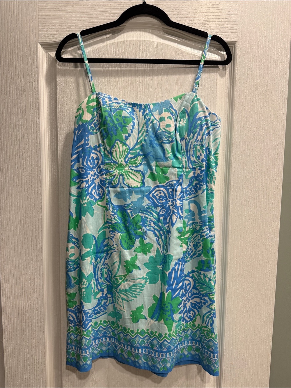 Lilly Pulitzer Blue & Green Floral Spaghetti-Strap Mini Dress
